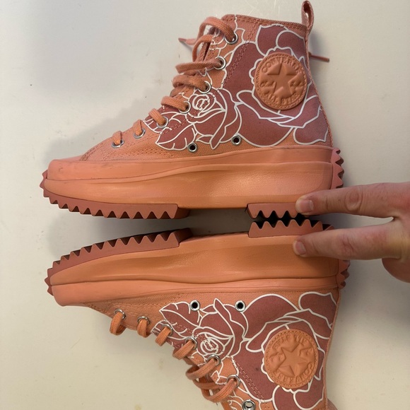 Converse Run Star Hike High Top Pink Quartz White Floral 571877C Women Size 7.0 - Picture 4 of 12